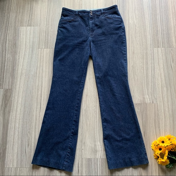 Anthropologie Essential Trouser Dark Chambray Denim Wide Leg - Picture 2 of 12